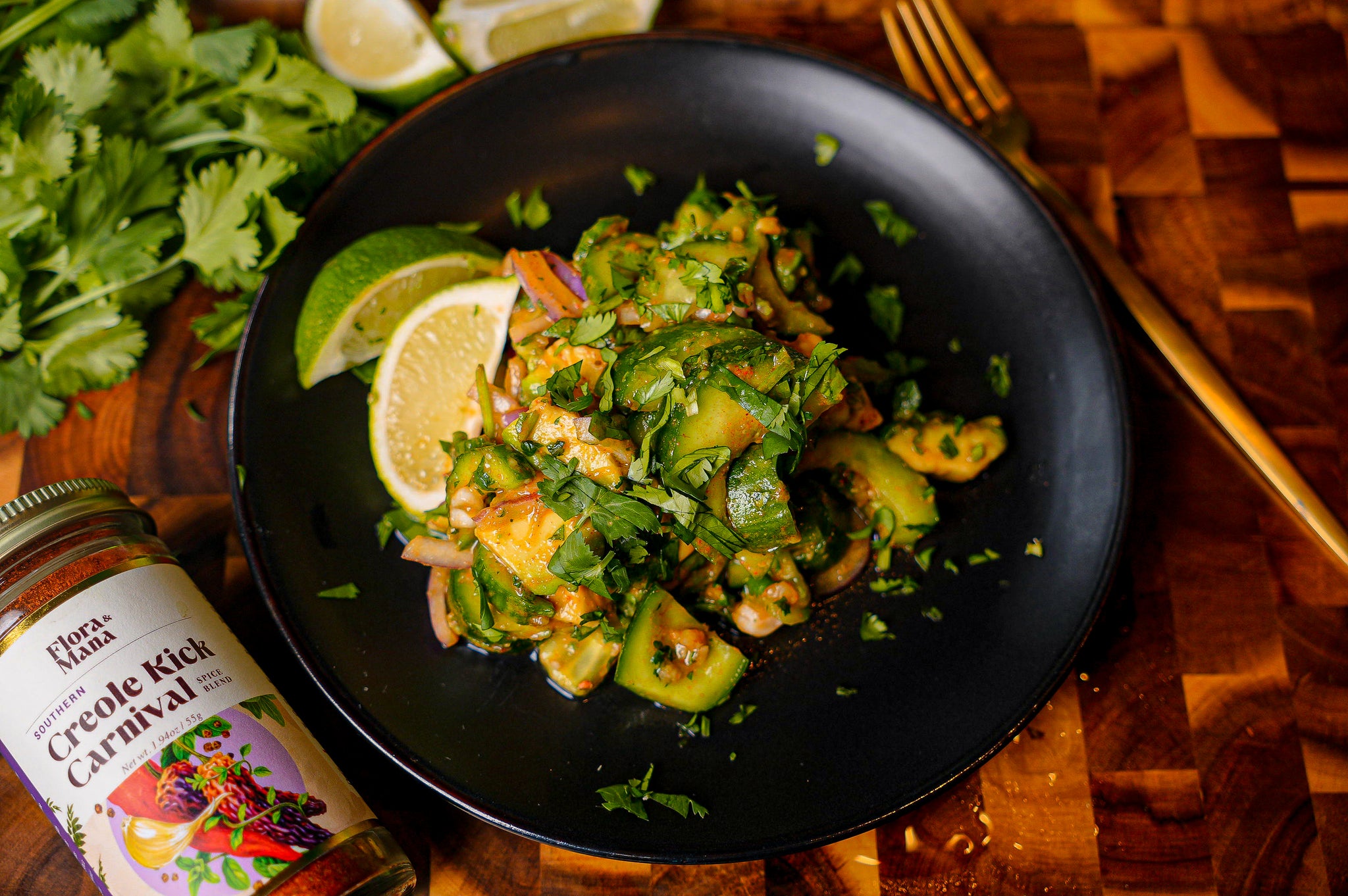 Cucumber Avocado Salad with Honey Creole Vinaigrette